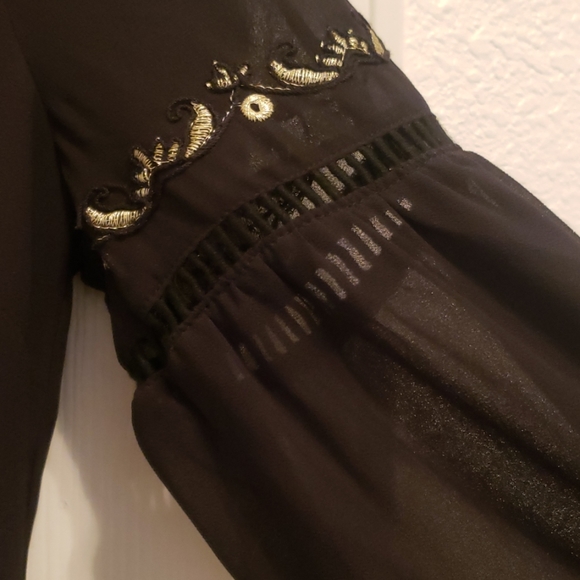 NWOT Black and Gold Embroidered Sheath Dress - Picture 3 of 4